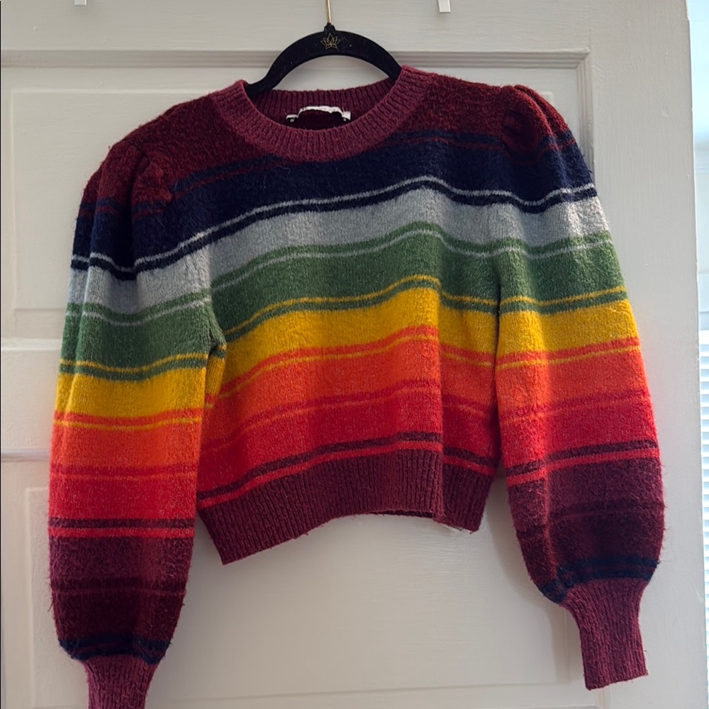 Zara Red and Green Crew Neck Sweater